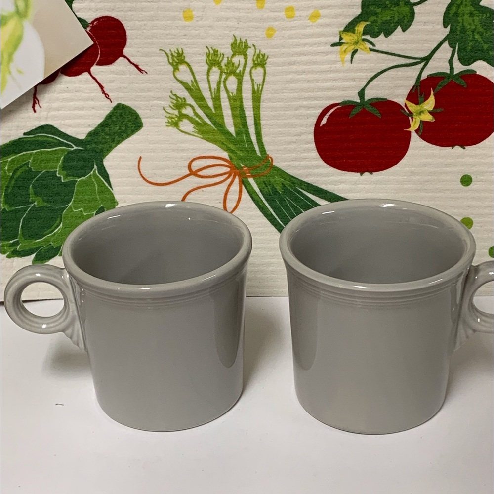 FIESTA 2 Pearl Gray Ring Handled Mugs Fiestaware NEW HLC Retired factory flaws